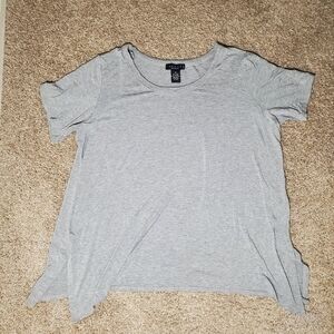 Grace Plus Size Gray Flowy Short Sleeve Womans Shirt Size 1XL